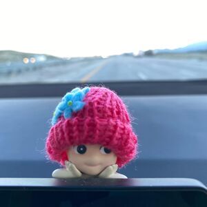 Sonny Angel Beanie Hat Fuschia Color Beanie Blue Flowers Beanie Only No doll